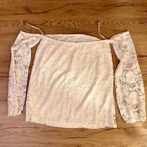Tobi Ivory Lace Off-Shoulder Top